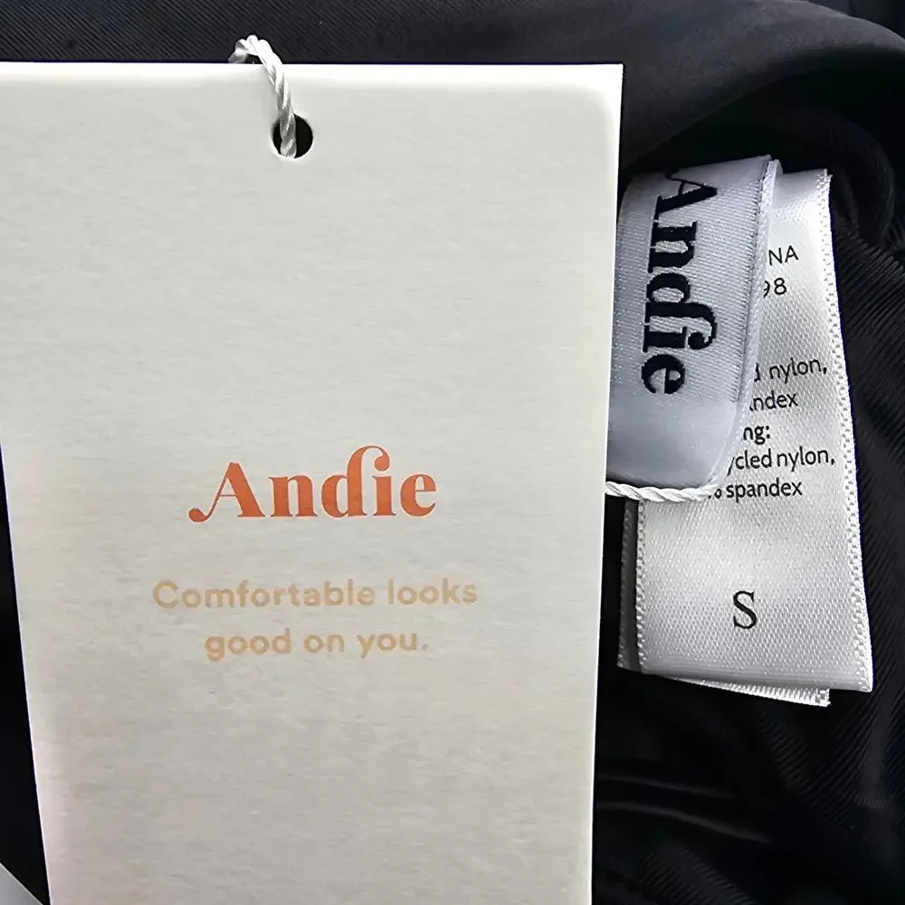 Andie Swim Womans size S The Asbury One Piece High Neck Swimsuit Black NEW